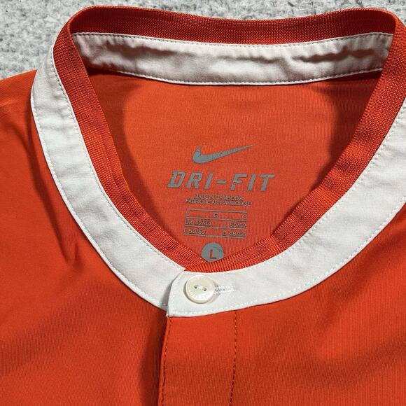 Nike Roger Federer Polo Shirt Mens L Orange Henley Tennis RF 2010 Indian Wells - Picture 2 of 15